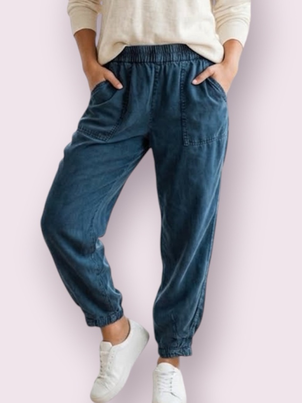 Urban Outfitters Cotton & Linen Blend Joggers Pants Blue Size Medium